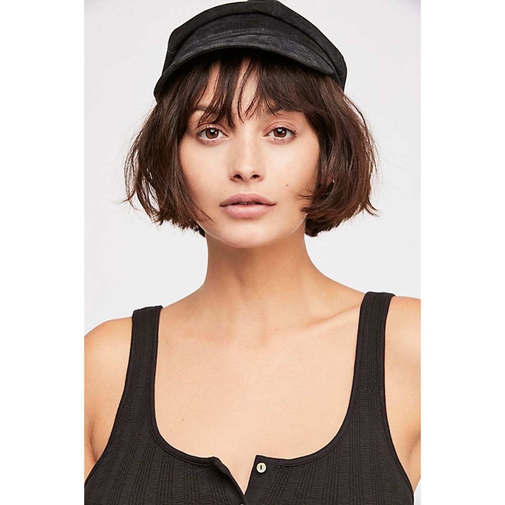 FREE PEOPLE suede black conductor/lieutenant hat - Picture 2 of 3